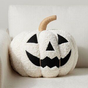 Pottery Barn Jack-o-Lantern Shaped Pillow - White